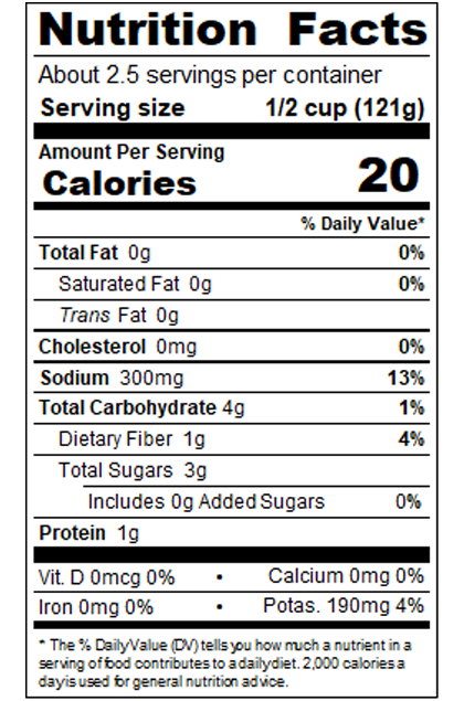 BE10_Hot Diced Tomatoes with Habanero RO-Style 10 oz_Nutrition Label