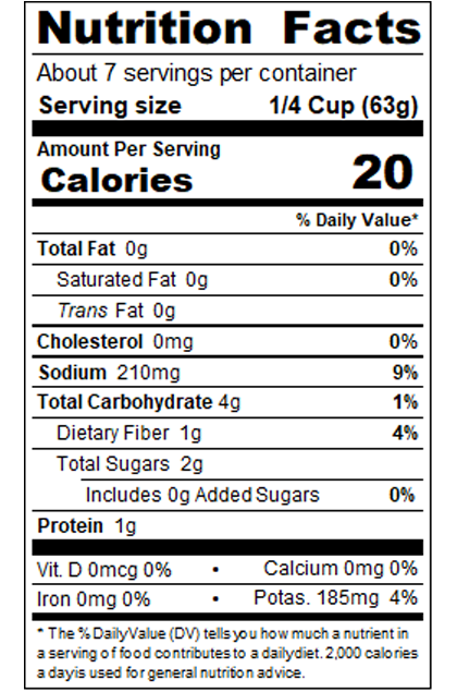 HA1Y_Private Brand_15 oz Organic Tomato Sauce_Nutrition