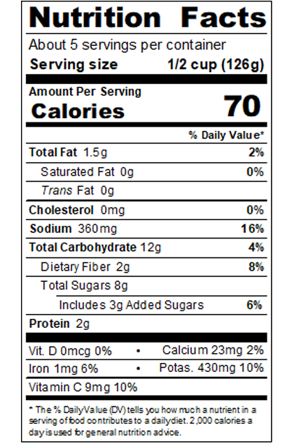Red Gold Private Brands_MRP4_23.5oz Heart Healthy Pasta Sauce - P Style_Nutrition