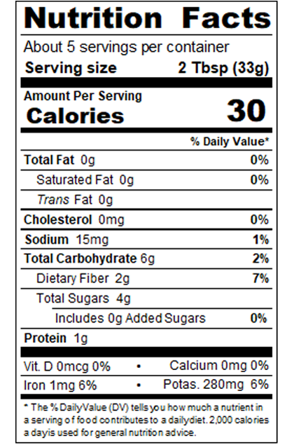 UAY6_Private Brand_6 oz Organic Tomato Paste_Nutrition